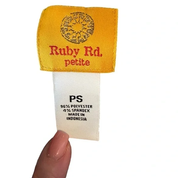 RUBY Rd Petite Small Business Casual Top Blue Brown Cream - Picture 4 of 9